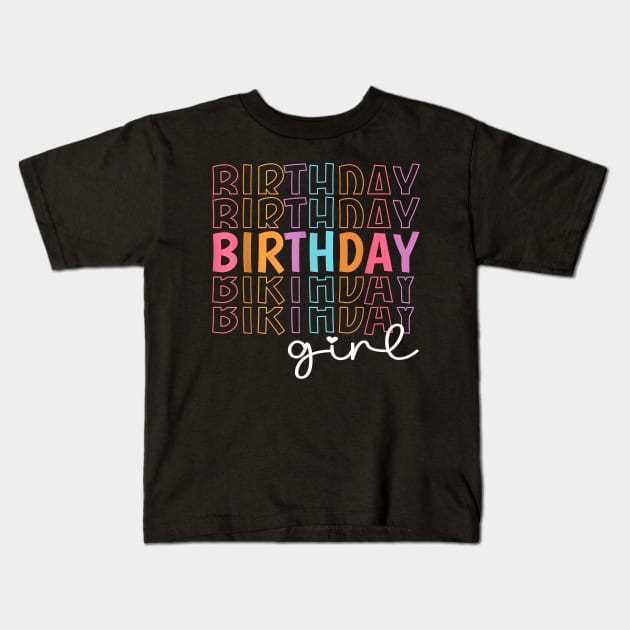 Retro Birthday for Girl Party Tee for Princess Girl Birthday Kids T-Shirt by Schied Tungu 